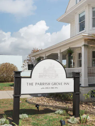 The Parrish Grove Inn sign out in front of the Inn.