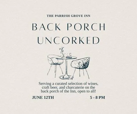 Backporch uncorked image of tables and chairs